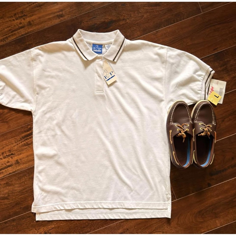 EP‎ Pro Polo Shirt Women's L White Multi Cotton Golf Tennis NEW NWT